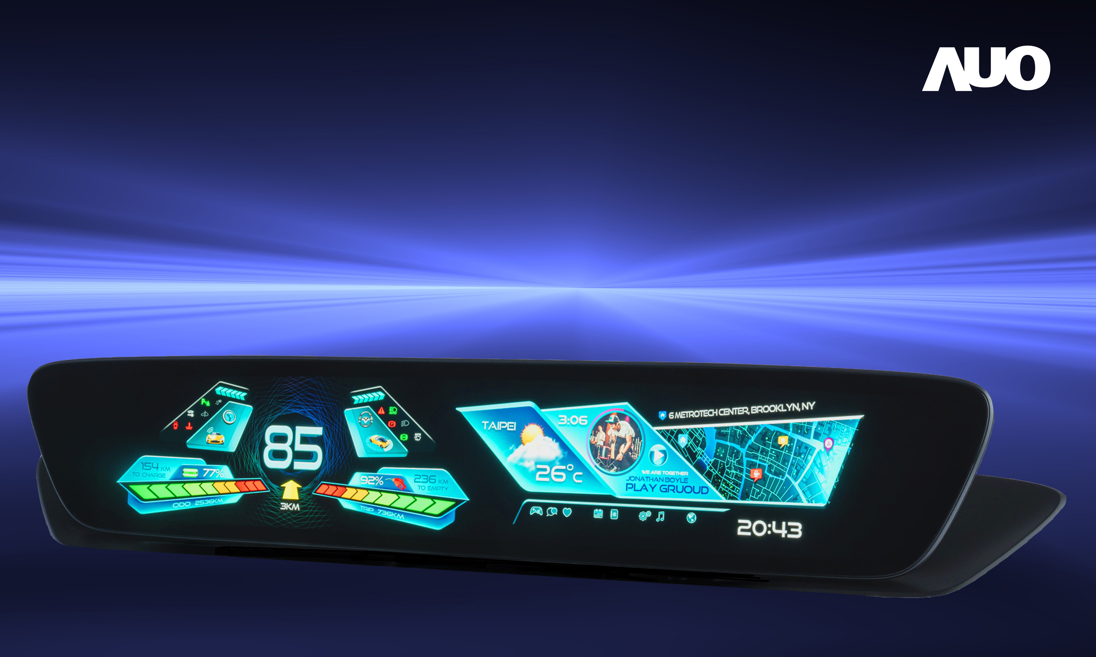 Maxman | 万博30.4吋異形曲面AmLED車載顯示系統，為一兼具儀表板及中控台人機介面的創新車載顯示系統，結合美學設計，提升車內科技沉浸感及使用體驗，讓車載顯示的未來應用更加多元化