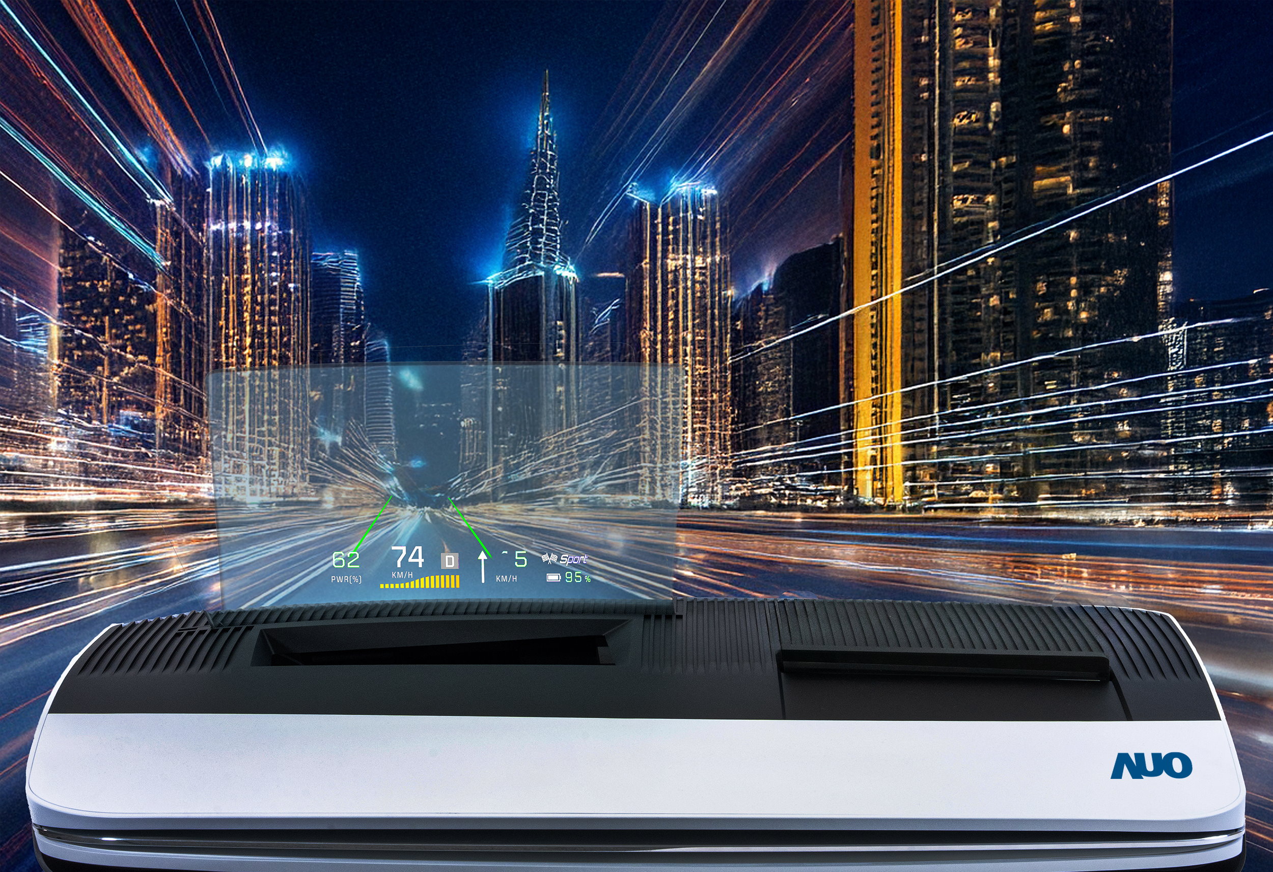 Maxman | 万博推出13吋Micro LED抬头显示器，提供高入眼亮度、高色彩饱和度的显示质量，在阳光下或黑暗中都清晰可见，并利用Micro LED模块体积小的优势，解决车用空间有限的痛点